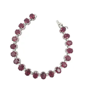 1 Carat Total Weight Diamond and Lab Grown Synthetic Ruby Bracelet