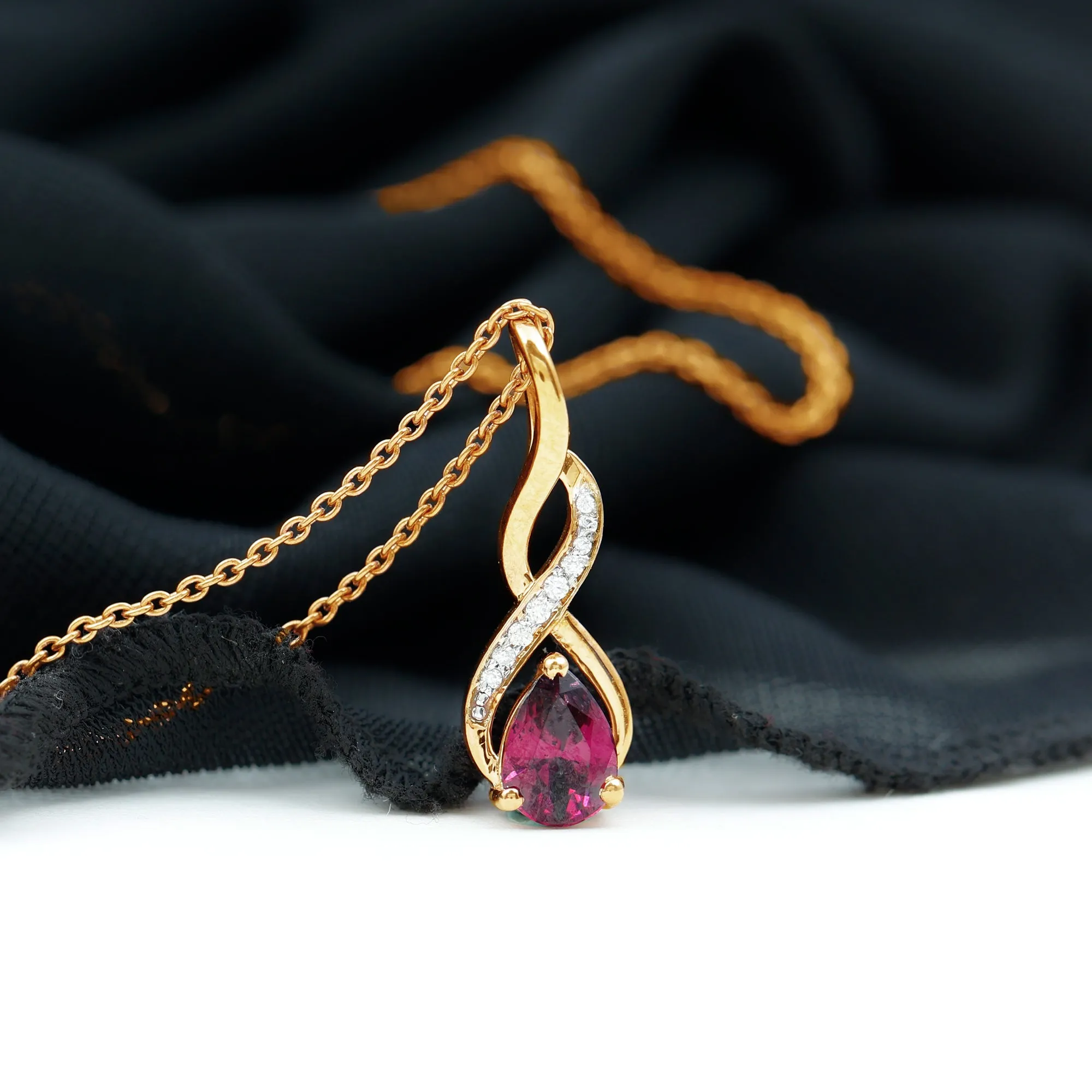 1 CT Rhodolite and Diamond Infinity Pendant Necklace