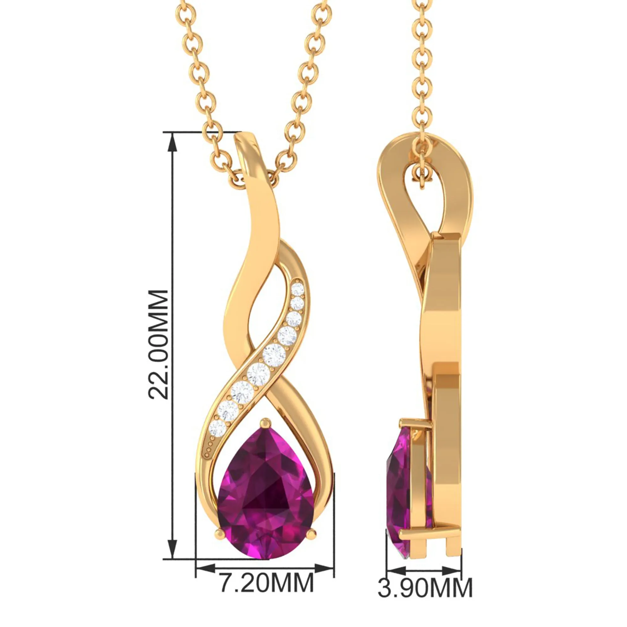 1 CT Rhodolite and Diamond Infinity Pendant Necklace