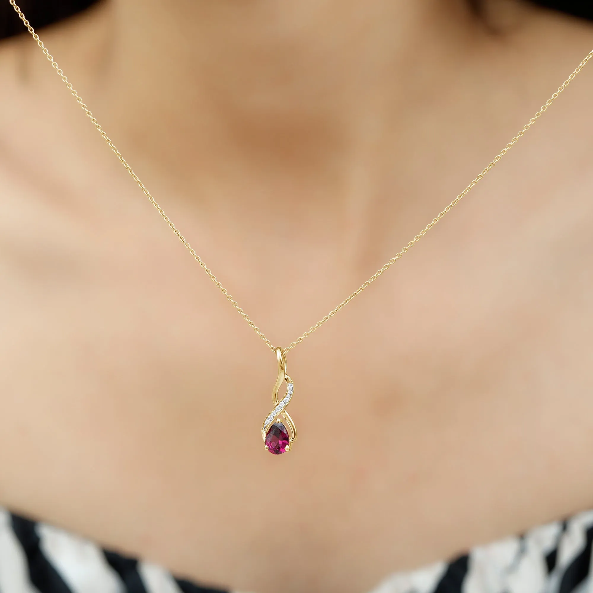 1 CT Rhodolite and Diamond Infinity Pendant Necklace