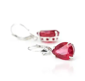 10 Carat 14K Solid White Gold Lady In Red Ruby Earrings