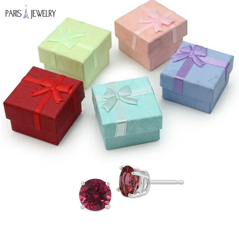 10k White Gold Plated 2 Ct Round Created Ruby Stud Earrings