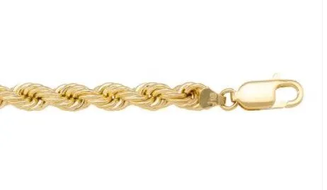 10K Yellow Gold 20" 4mm Hollow Rope Chain