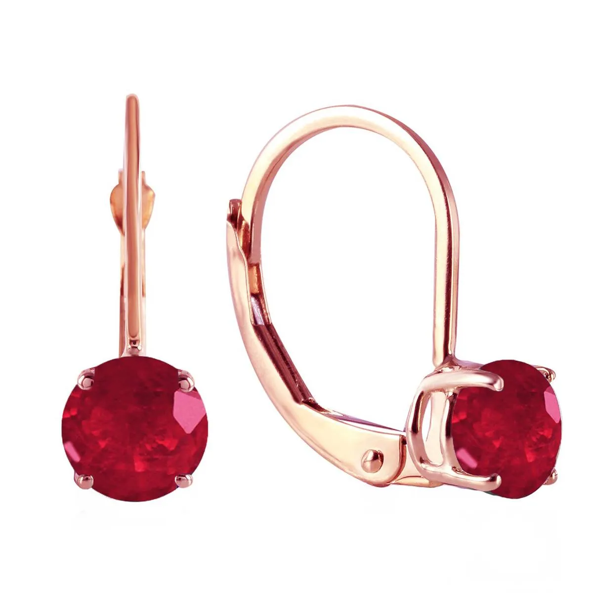 1.2 Carat 14K Solid Rose Gold Solitaire Ruby Earrings