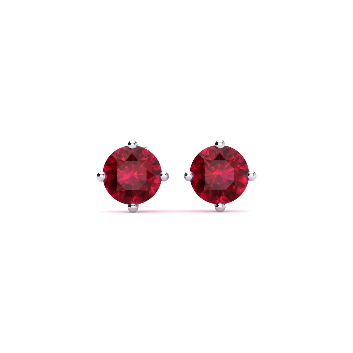 1/2 Carat Natural Ruby Stud Earrings In Sterling Silver