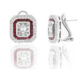 1.22ct t.w. Diamond and Ruby Earrings