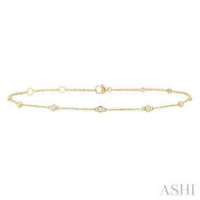 1/4 Ctw Bezel Set Round Cut Diamond Station Anklet in 10K Yellow Gold