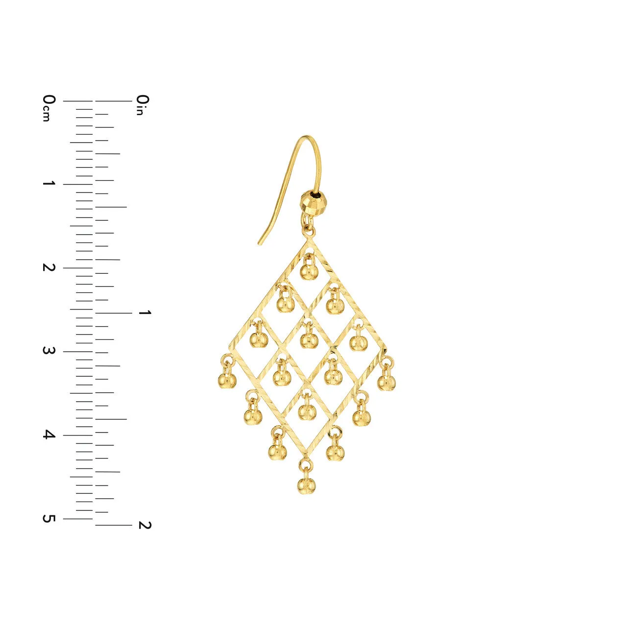 14K Beaded Diamond-Shape Chandelier Earrings