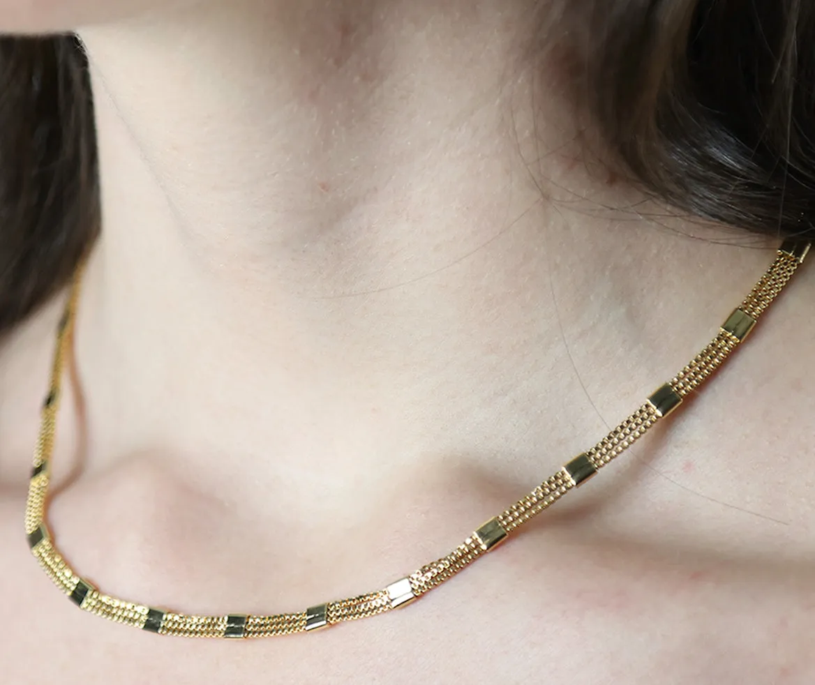 14K-gold-filled triple-strand station necklace - 16"