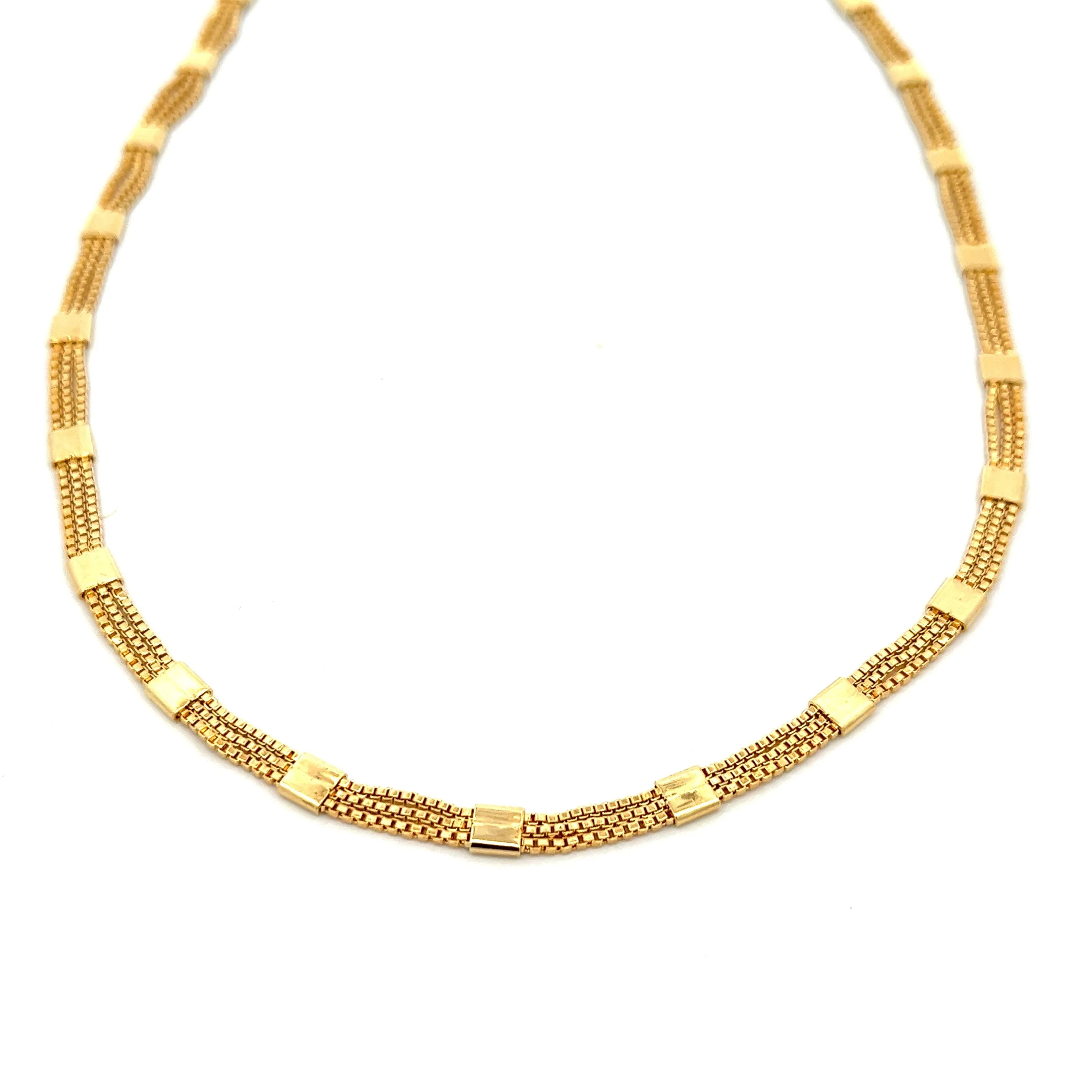 14K-gold-filled triple-strand station necklace - 16"