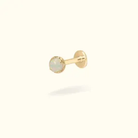 14k Opal Prong Flat back Earring