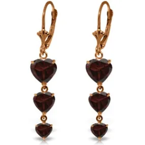 14K Solid Rose Gold Chandelier Round Garnet Earrings