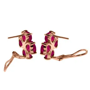 14K Solid Rose Gold French Clips Natural Ruby Earrings