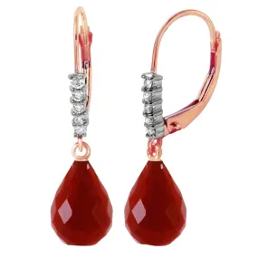 14K Solid Rose Gold Leverback Earrings Diamond & Ruby Series Platinum