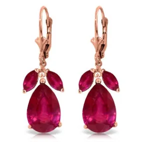 14K Solid Rose Gold Leverback Earrings Ruby Certified Class Imperial