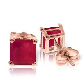 14K Solid Rose Gold Stud Earrings Natural Ruby Jewelry