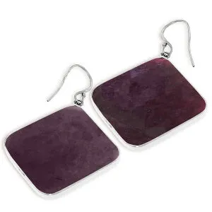 14K Solid White Gold Fish Hook Earrings Ruby Gemstone