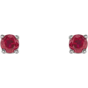 14K White 2.5 mm Natural Ruby Stud Earrings