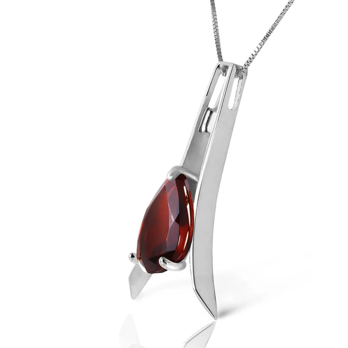 1.5 Carat 14K Solid White Gold One More Day Garnet Necklace