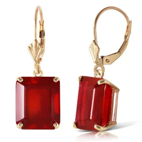 15 Carat 14K Solid Yellow Gold Leverback Earrings Ruby