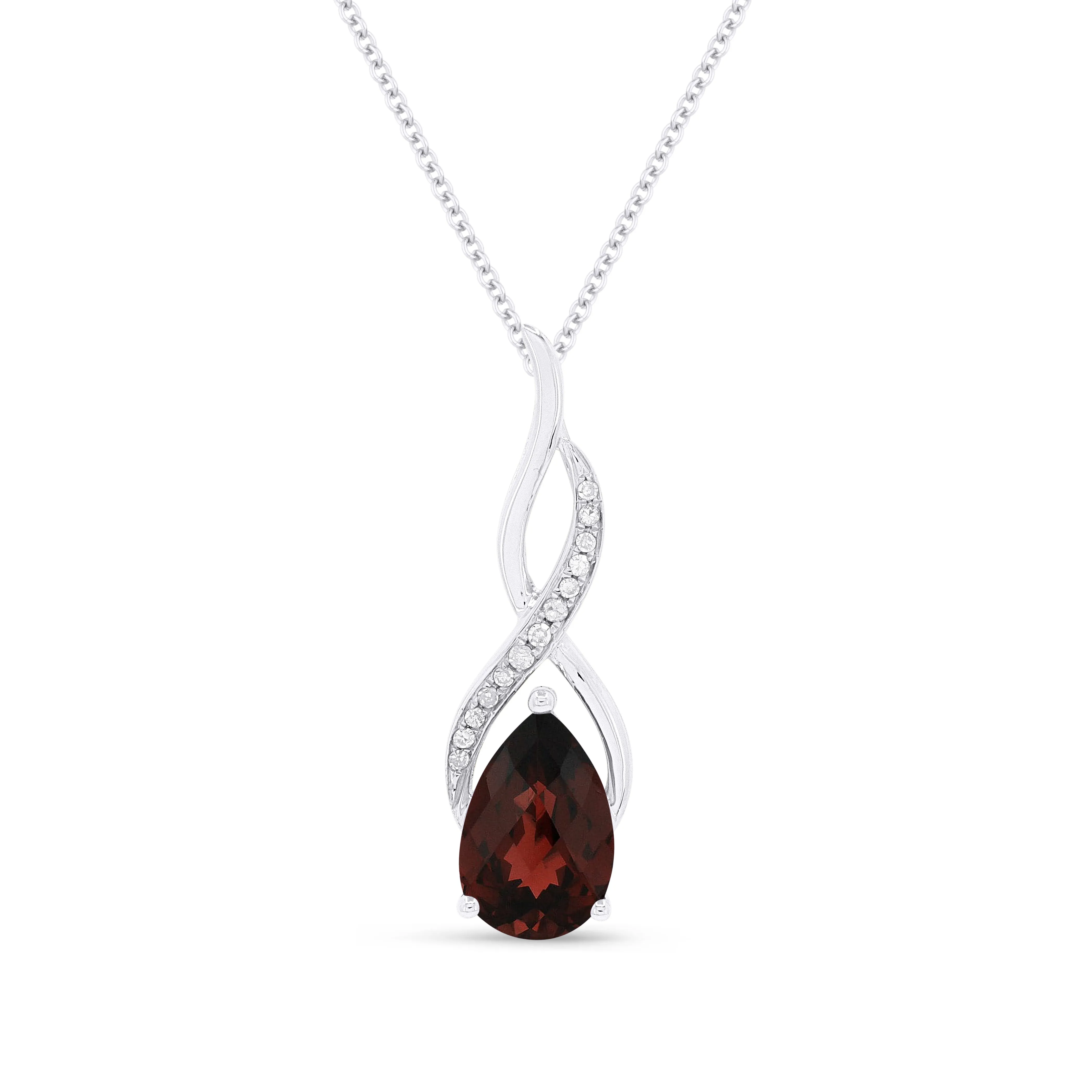 1.59ct Garnet 16"Pendant Necklace in 14K White Gold