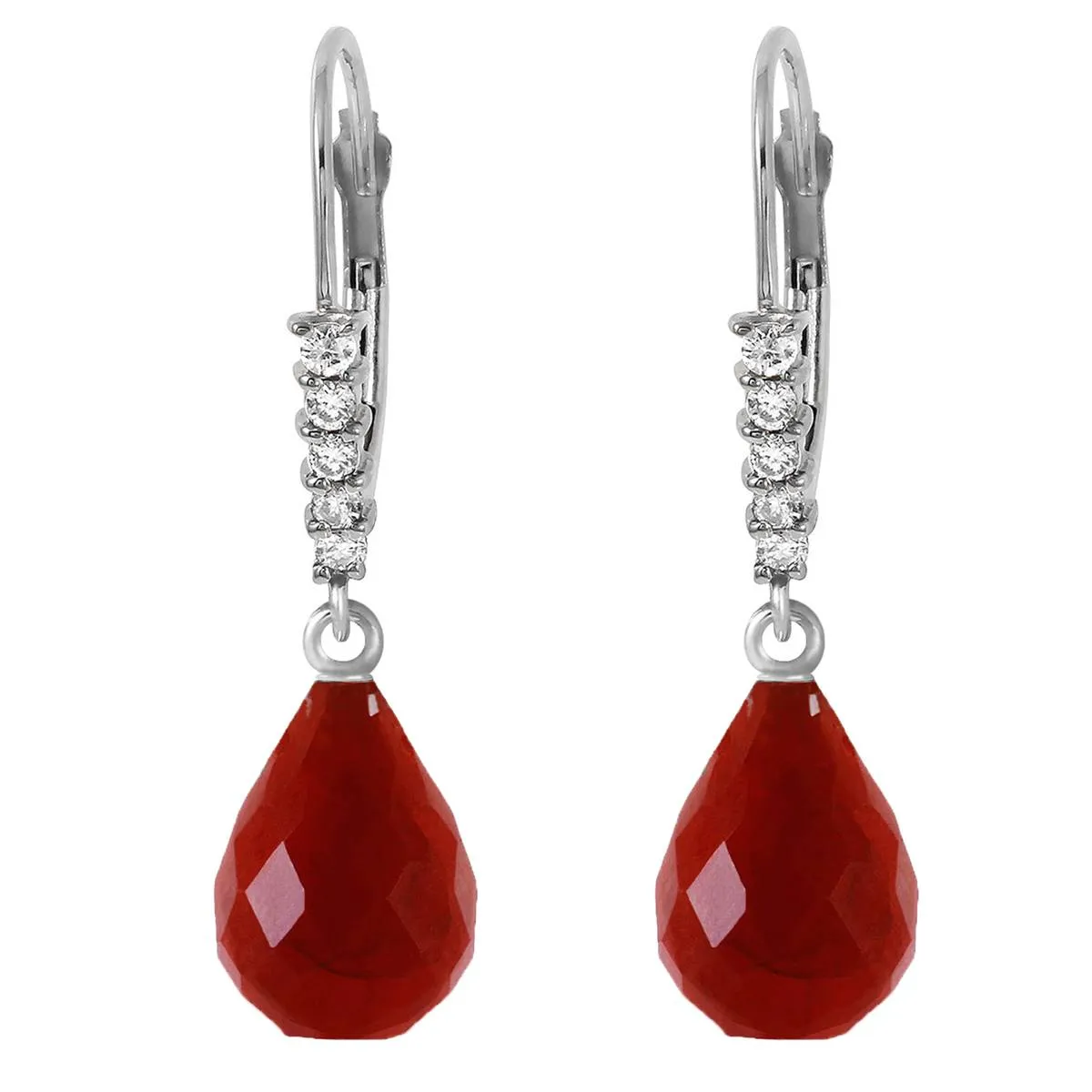 17.75 Carat 14K Solid White Gold Orlando Ruby Diamond Earrings