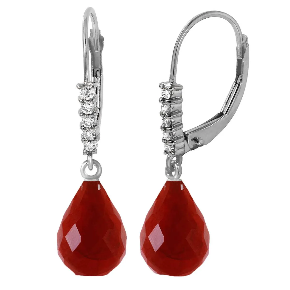 17.75 Carat 14K Solid White Gold Orlando Ruby Diamond Earrings