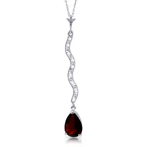 1.79 Carat 14K Solid White Gold Raise Your Lantern Garnet Diamond Necklace