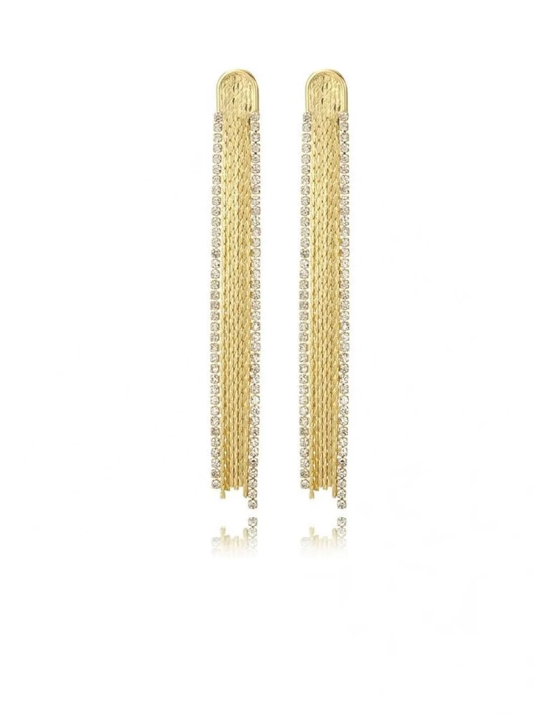 18k Gold Embellished Tassel Statement Earrings