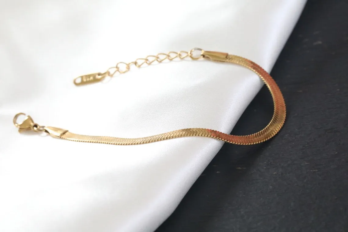 18k Gold Filled Herringbone Bracelet for Women