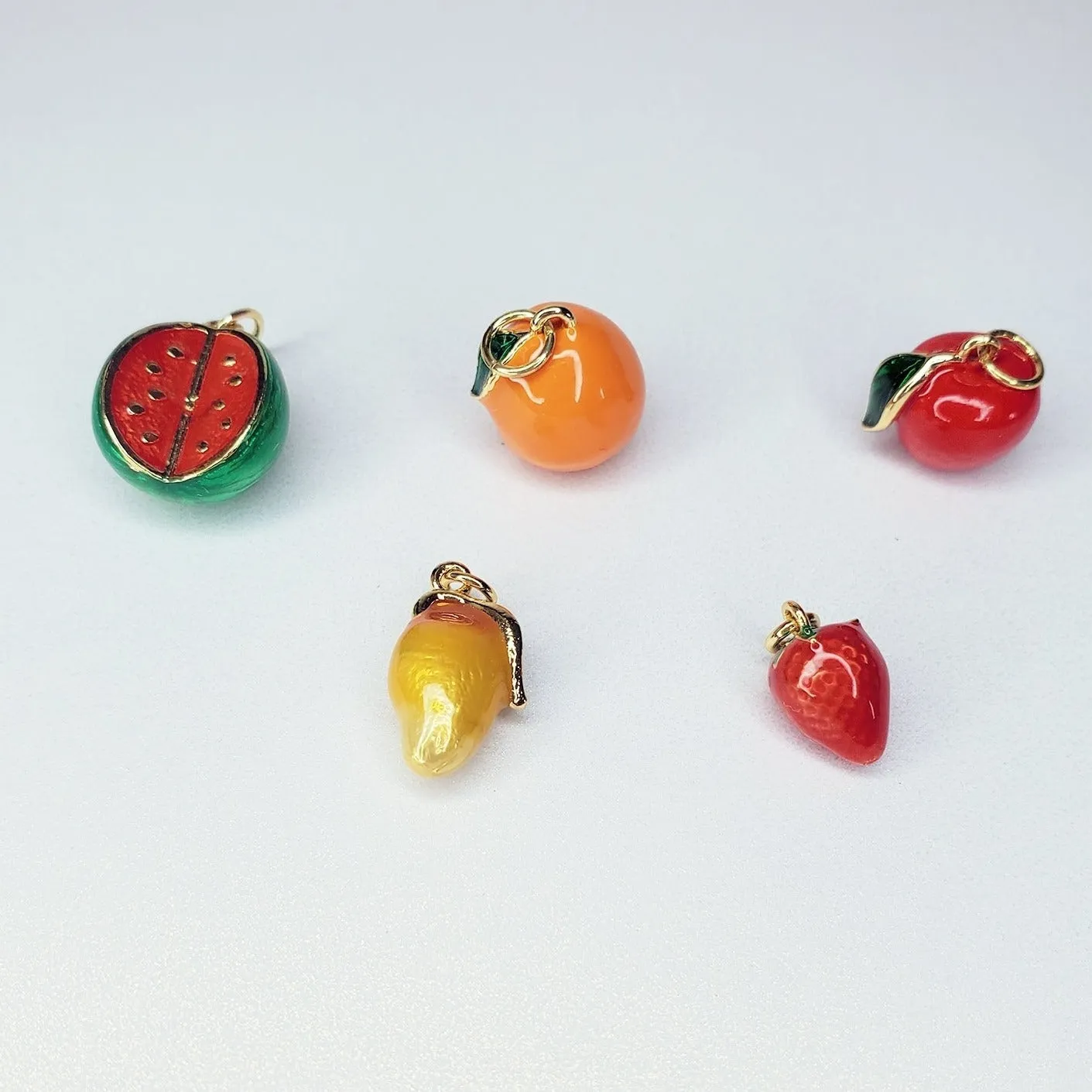 18K Real Gold Plated 3D Enamel Fruit Charm