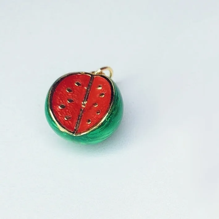 18K Real Gold Plated 3D Enamel Fruit Charm