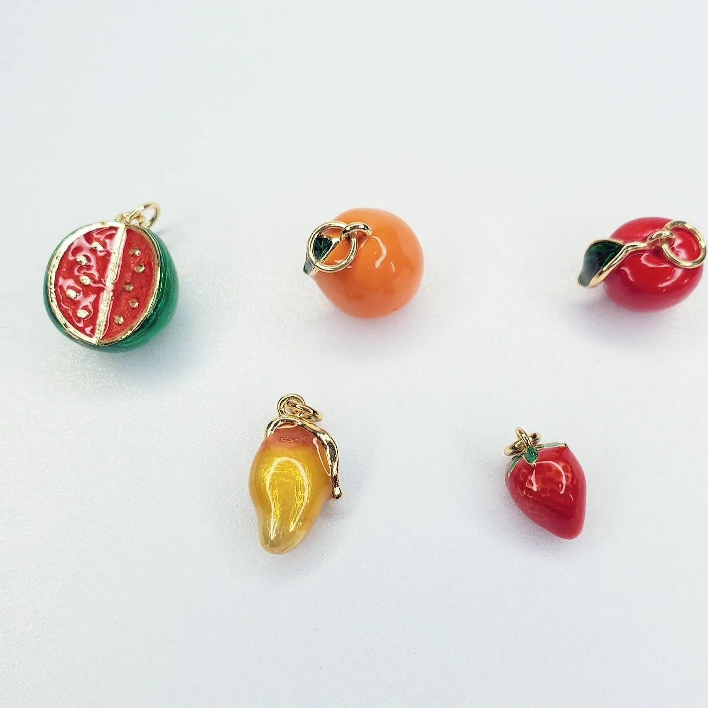 18K Real Gold Plated 3D Enamel Fruit Charm