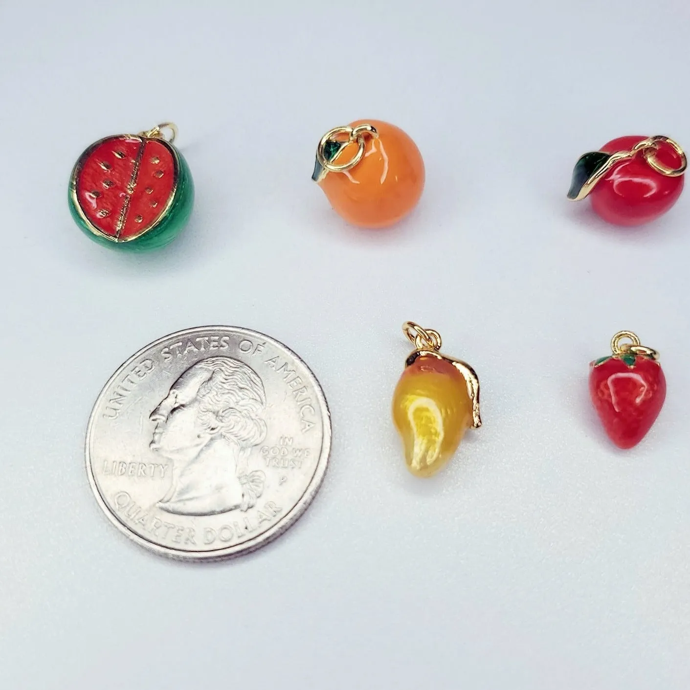 18K Real Gold Plated 3D Enamel Fruit Charm