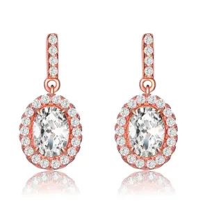 18k Rose Gold Plated with Colored Cubic Zirconia Dangle Earrings