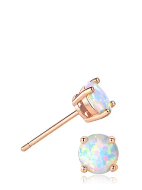 18k Rose Gold White Opal Stud Earrings