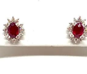 18kt White Gold Natural Ruby and Diamond Earrings