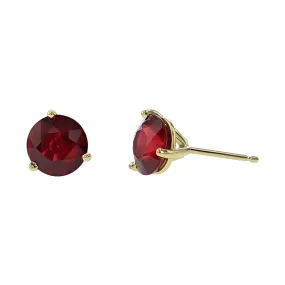 18KY 2 7MM RD MOZAMBIQUE RUBIES=2.75-3.55CTS V.SL PURPLISH-RED "PIGEONS BLOOD" 3-PRONG STUD EARRINGS