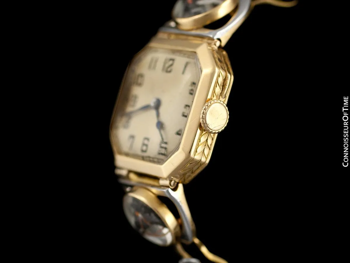 1939 IWC Most Likely for Tiffany & Co. Vintage Ladies Equestrian Horse Watch - 18K Gold, Platinum & Essex Crystal