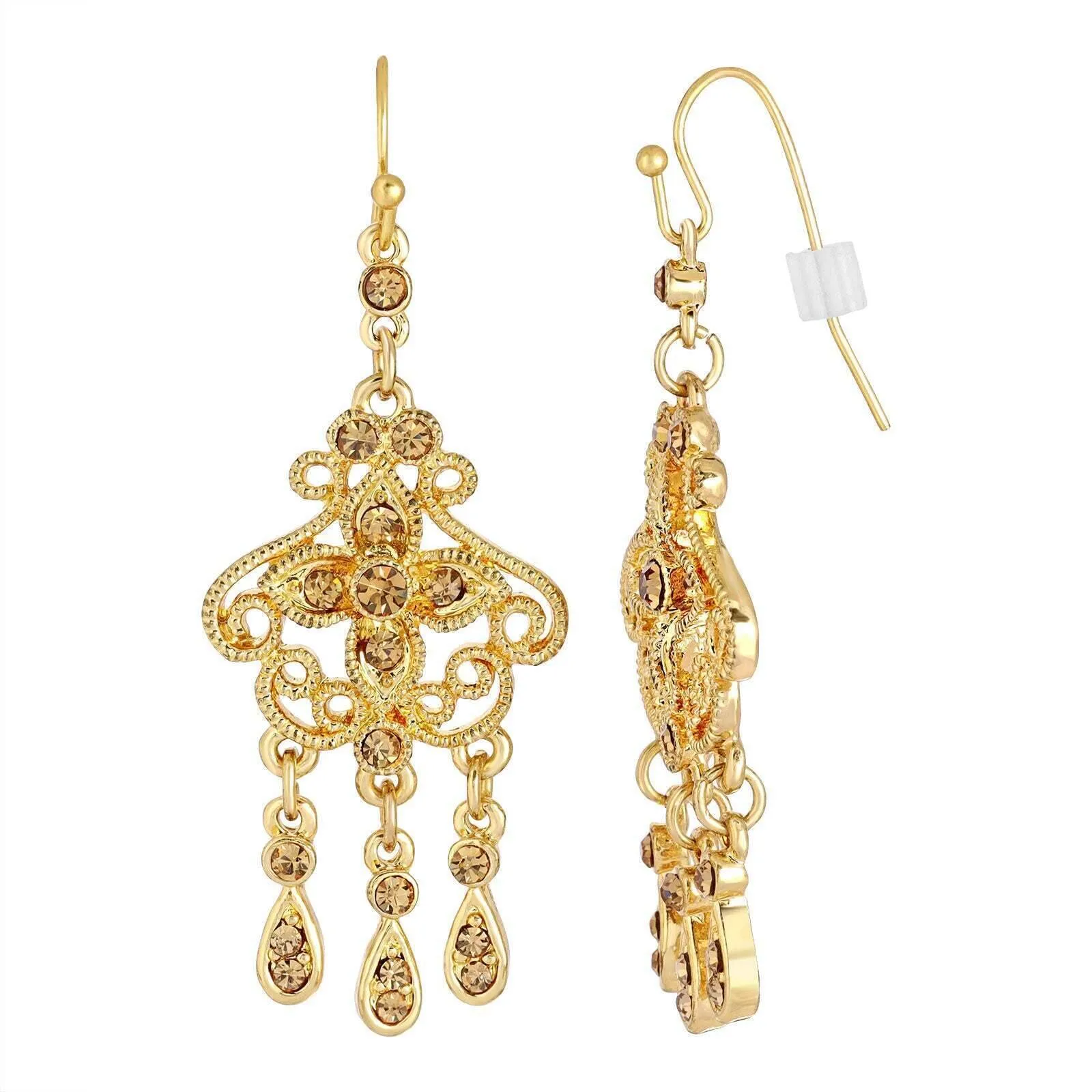 2028 Jewelry Smokey Topaz Crystal Chandelier Drop Earrings