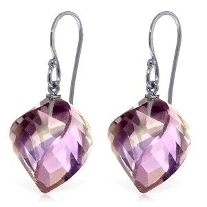 21.5 Carat 14K Solid White Gold Lavender Fields Amethyst Earrings