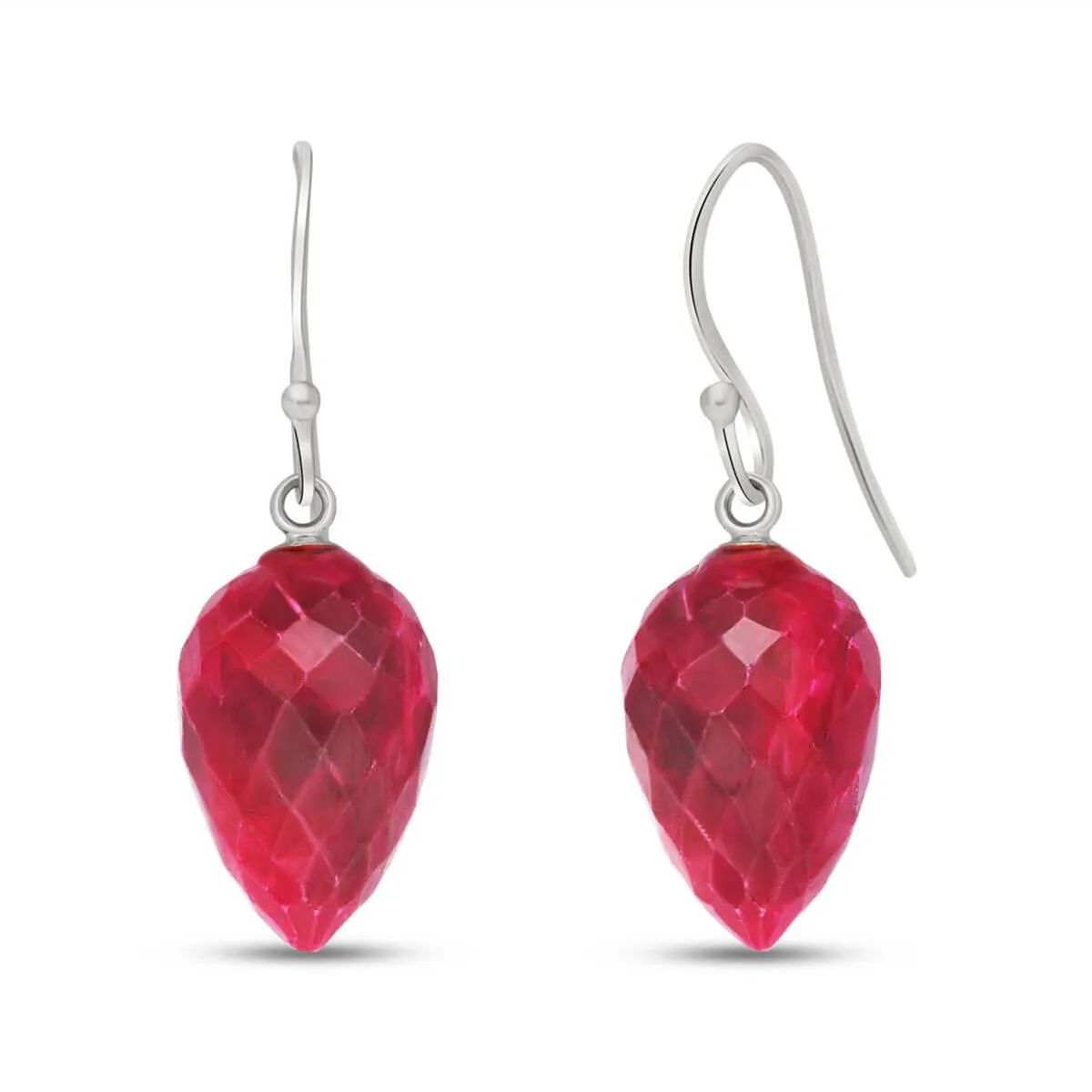 26.1 Carat 14K Solid White Gold Plummet Ruby Earrings