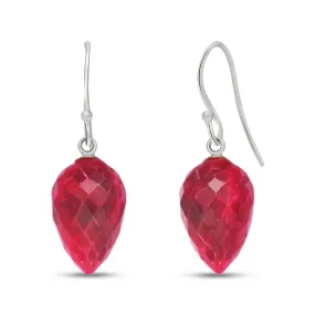 26.1 Carat 14K Solid White Gold Plummet Ruby Earrings