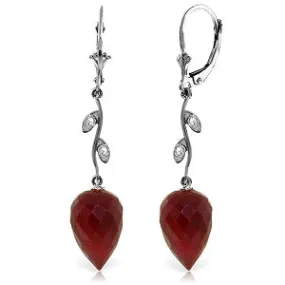 26.12 Carat 14K Solid White Gold Diamond Drop Ruby Earrings