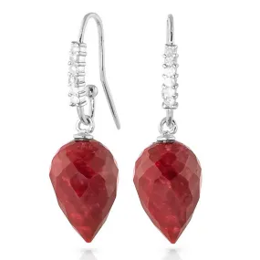 26.28 Carat 14K Solid White Gold Thick And Thin Ruby Diamond Earrings