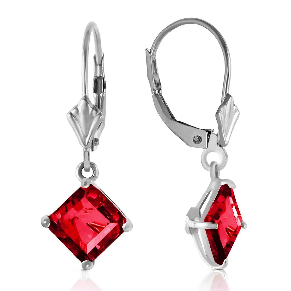 2.9 Carat 14K Solid White Gold Heart Isn't Coy Ruby Earrings