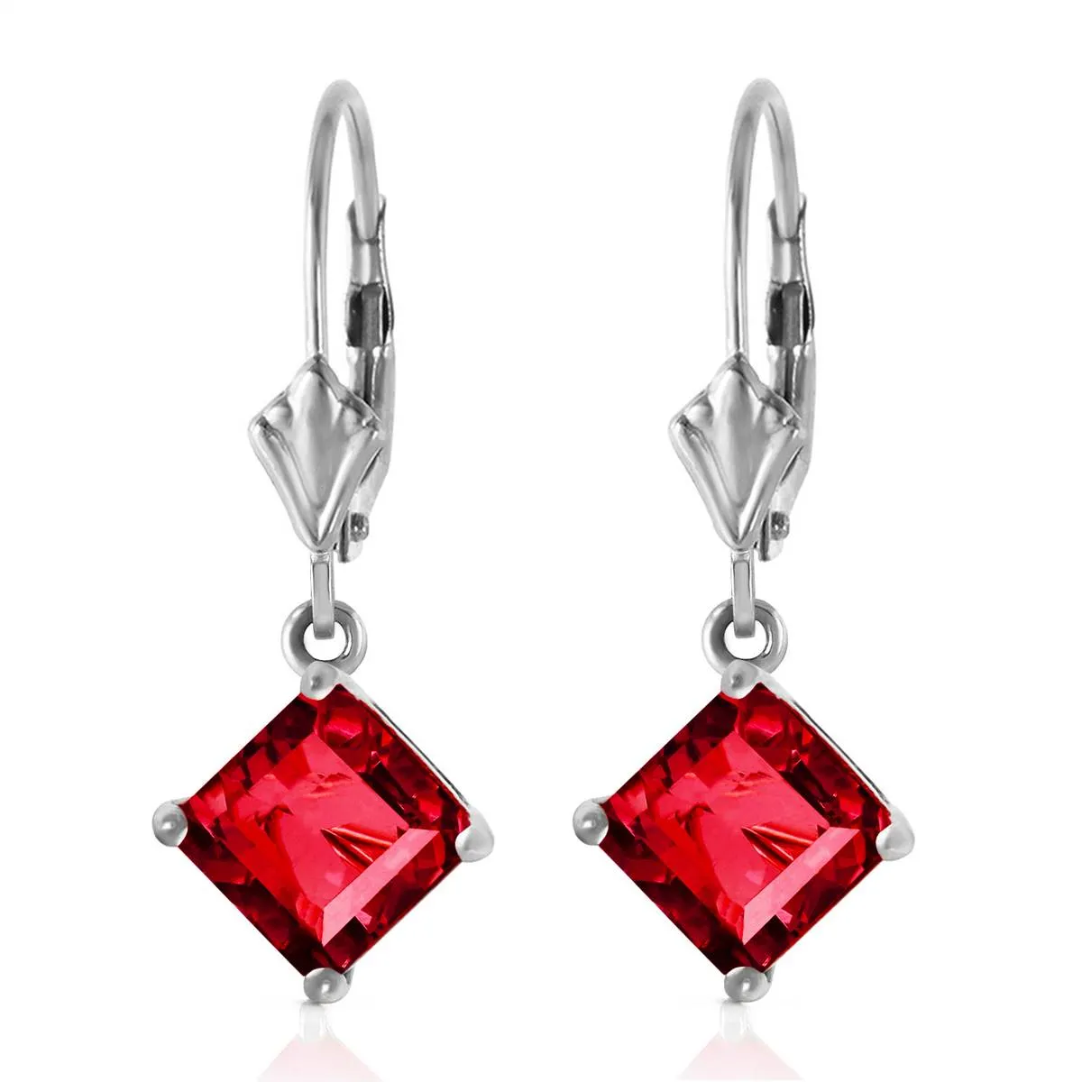 2.9 Carat 14K Solid White Gold Heart Isn't Coy Ruby Earrings