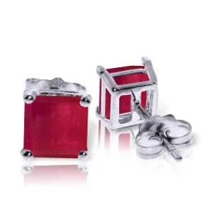 2.9 Carat 14K Solid White Gold Life In Lalaland Ruby Earrings