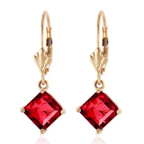 2.9 Carat 14K Solid Yellow Gold Never Square Ruby Earrings