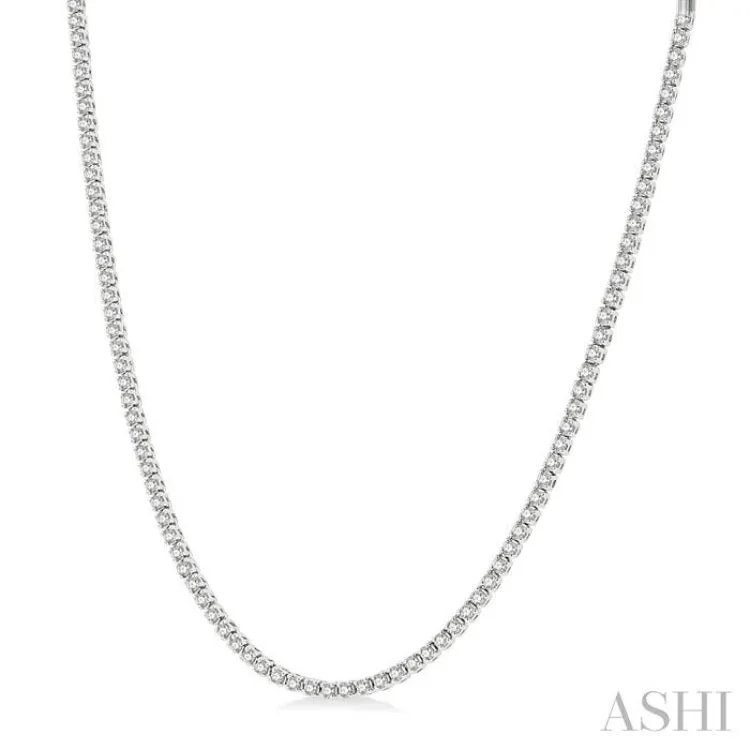 3 Ctw Round Cut Diamond Tennis Necklace in 14K White Gold